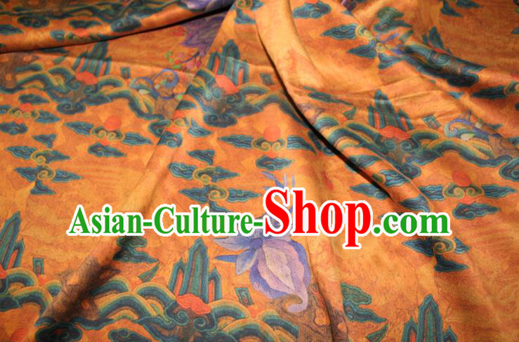 Chinese Traditional Cheongsam Gambiered Guangdong Gauze Fabric Classical Flowers Pattern Orange Silk Drapery Chinese Traditional Cheongsam Gambiered Guangdong Gauze Fabric Classical Flowers Pattern Orange Silk Drapery