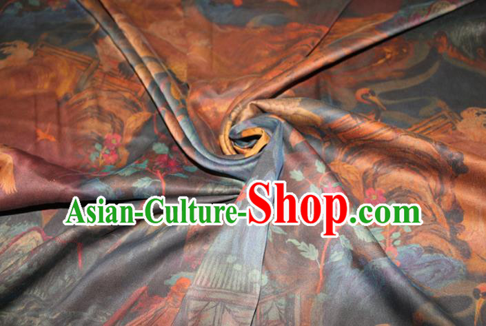 Chinese Classical Cranes Pattern Silk Drapery Red Gambiered Guangdong Gauze Traditional Cheongsam Fabric Chinese Classical Cranes Pattern Silk Drapery Red Gambiered Guangdong Gauze Traditional Cheongsam Fabric