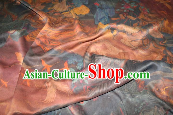 Chinese Classical Cranes Pattern Silk Drapery Red Gambiered Guangdong Gauze Traditional Cheongsam Fabric Chinese Classical Cranes Pattern Silk Drapery Red Gambiered Guangdong Gauze Traditional Cheongsam Fabric