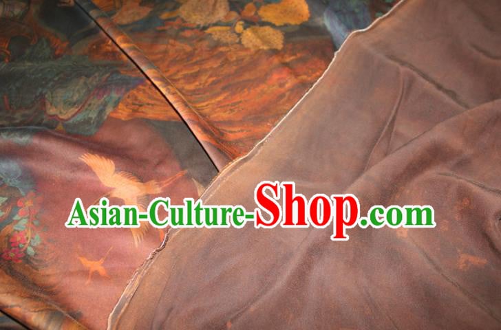 Chinese Classical Cranes Pattern Silk Drapery Red Gambiered Guangdong Gauze Traditional Cheongsam Fabric Chinese Classical Cranes Pattern Silk Drapery Red Gambiered Guangdong Gauze Traditional Cheongsam Fabric