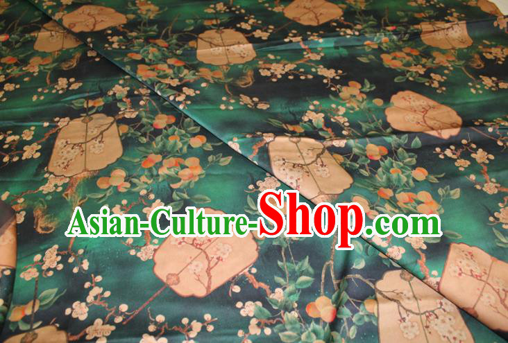 Chinese Classical Plum Fan Pattern Silk Drapery Traditional Cheongsam Fabric Green Gambiered Guangdong Gauze Chinese Classical Plum Fan Pattern Silk Drapery Traditional Cheongsam Fabric Green Gambiered Guangdong Gauze