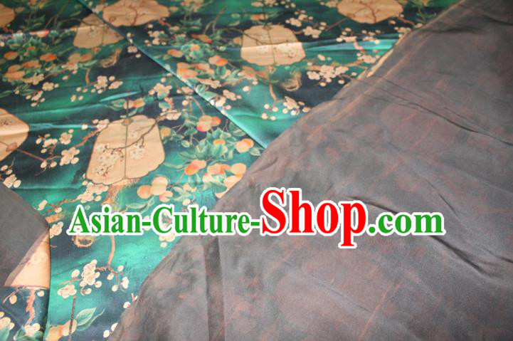 Chinese Classical Plum Fan Pattern Silk Drapery Traditional Cheongsam Fabric Green Gambiered Guangdong Gauze Chinese Classical Plum Fan Pattern Silk Drapery Traditional Cheongsam Fabric Green Gambiered Guangdong Gauze