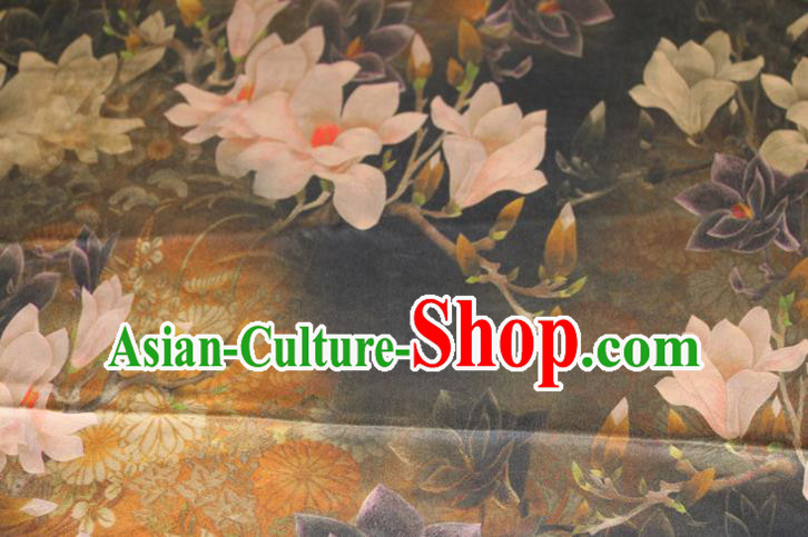 Chinese Classical Mangnolia Pattern Silk Drapery Traditional Cheongsam Gambiered Guangdong Gauze Fabric Chinese Classical Mangnolia Pattern Silk Drapery Traditional Cheongsam Gambiered Guangdong Gauze Fabric