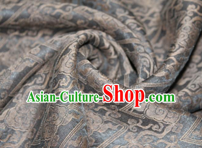 Chinese Traditional Grey Gambiered Guangdong Gauze Cheongsam Satin Fabric Classical Cloud Pattern Silk Drapery