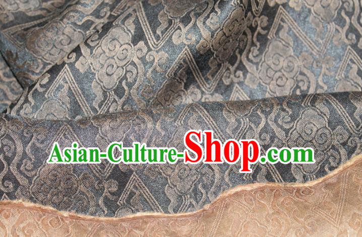 Chinese Traditional Grey Gambiered Guangdong Gauze Cheongsam Satin Fabric Classical Cloud Pattern Silk Drapery
