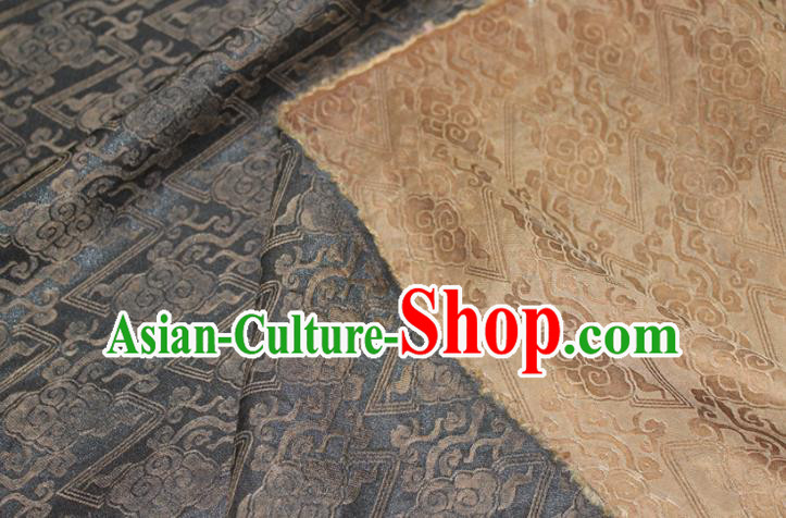 Chinese Traditional Grey Gambiered Guangdong Gauze Cheongsam Satin Fabric Classical Cloud Pattern Silk Drapery