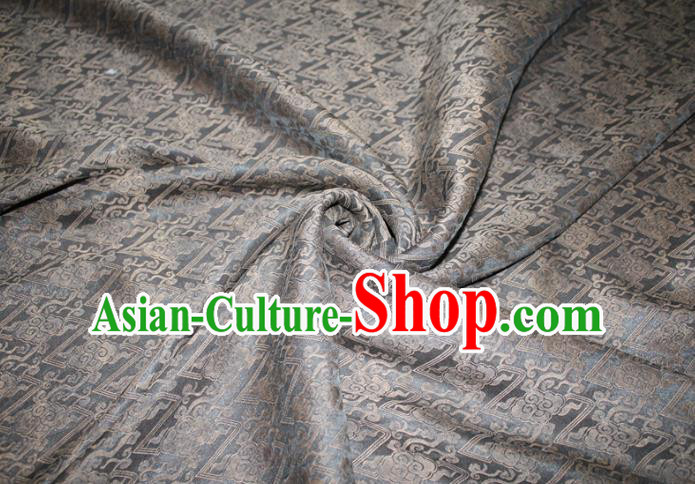 Chinese Traditional Grey Gambiered Guangdong Gauze Cheongsam Satin Fabric Classical Cloud Pattern Silk Drapery