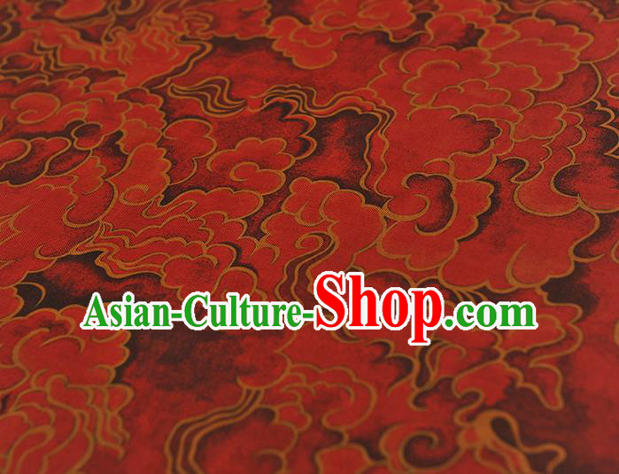 Chinese Classical Clouds Pattern Silk Drapery Traditional Gambiered Guangdong Gauze Cheongsam Red Satin Fabric