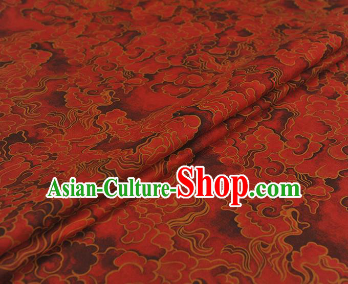 Chinese Classical Clouds Pattern Silk Drapery Traditional Gambiered Guangdong Gauze Cheongsam Red Satin Fabric