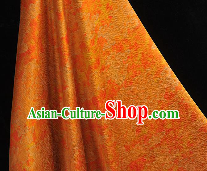 Chinese Classical Pattern Silk Drapery Traditional Gambiered Guangdong Gauze Cheongsam Jacquard Fabric Orange Satin