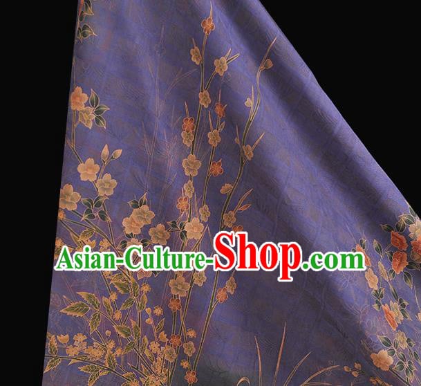 China Classical Jasmine Pattern Purple Silk Fabric Traditional Jacquard Satin Cheongsam Cloth China Classical Jasmine Pattern Purple Silk Fabric Traditional Jacquard Satin Cheongsam Cloth