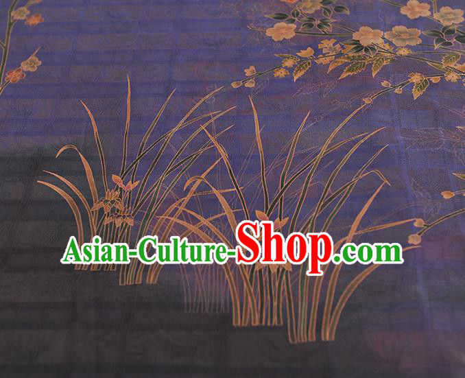China Classical Jasmine Pattern Purple Silk Fabric Traditional Jacquard Satin Cheongsam Cloth China Classical Jasmine Pattern Purple Silk Fabric Traditional Jacquard Satin Cheongsam Cloth