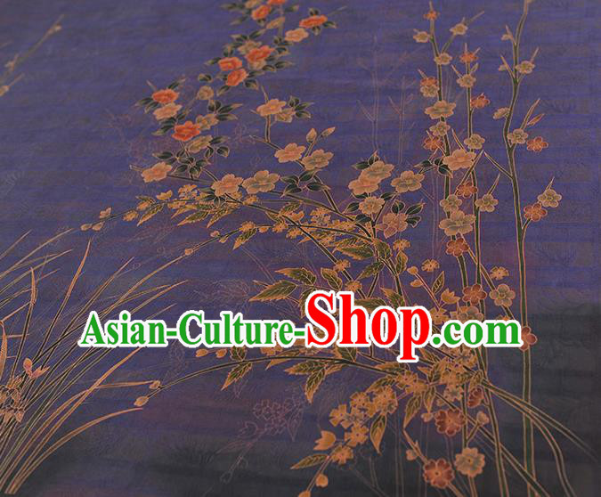China Classical Jasmine Pattern Purple Silk Fabric Traditional Jacquard Satin Cheongsam Cloth China Classical Jasmine Pattern Purple Silk Fabric Traditional Jacquard Satin Cheongsam Cloth