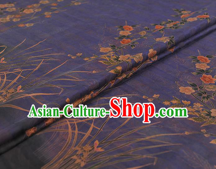 China Classical Jasmine Pattern Purple Silk Fabric Traditional Jacquard Satin Cheongsam Cloth China Classical Jasmine Pattern Purple Silk Fabric Traditional Jacquard Satin Cheongsam Cloth