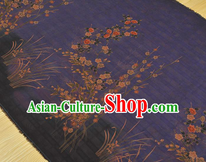 China Classical Jasmine Pattern Purple Silk Fabric Traditional Jacquard Satin Cheongsam Cloth China Classical Jasmine Pattern Purple Silk Fabric Traditional Jacquard Satin Cheongsam Cloth
