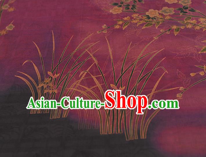 China Cheongsam Cloth Classical Jasmine Pattern Wine Red Silk Fabric Traditional Jacquard Satin China Cheongsam Cloth Classical Jasmine Pattern Wine Red Silk Fabric Traditional Jacquard Satin
