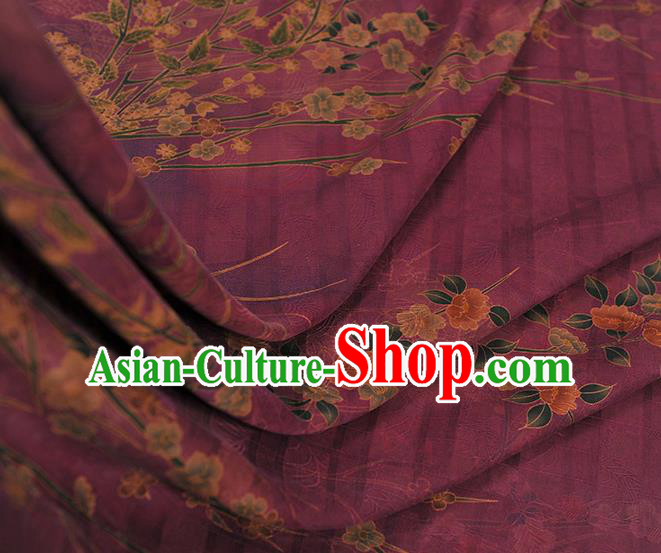 China Cheongsam Cloth Classical Jasmine Pattern Wine Red Silk Fabric Traditional Jacquard Satin China Cheongsam Cloth Classical Jasmine Pattern Wine Red Silk Fabric Traditional Jacquard Satin