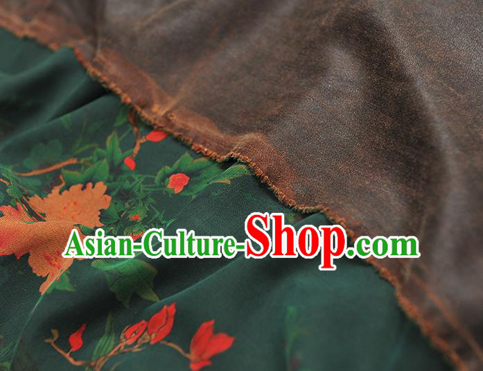 Chinese Green Gambiered Guangdong Gauze Traditional Cheongsam Silk Fabric Classical Begonia Pattern Silk Drapery Chinese Green Gambiered Guangdong Gauze Traditional Cheongsam Silk Fabric Classical Begonia Pattern Silk Drapery