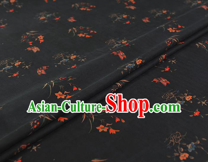 Chinese Black Gambiered Guangdong Gauze Traditional Cheongsam Silk Fabric Classical Orchids Pattern Silk Drapery Chinese Black Gambiered Guangdong Gauze Traditional Cheongsam Silk Fabric Classical Orchids Pattern Silk Drapery