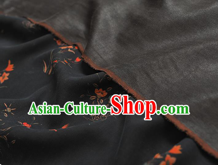 Chinese Black Gambiered Guangdong Gauze Traditional Cheongsam Silk Fabric Classical Orchids Pattern Silk Drapery Chinese Black Gambiered Guangdong Gauze Traditional Cheongsam Silk Fabric Classical Orchids Pattern Silk Drapery