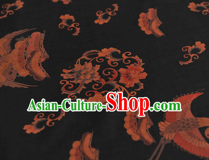Chinese Black Gambiered Guangdong Gauze Traditional Cheongsam Silk Fabric Classical Phoenix Pattern Silk Drapery Chinese Black Gambiered Guangdong Gauze Traditional Cheongsam Silk Fabric Classical Phoenix Pattern Silk Drapery