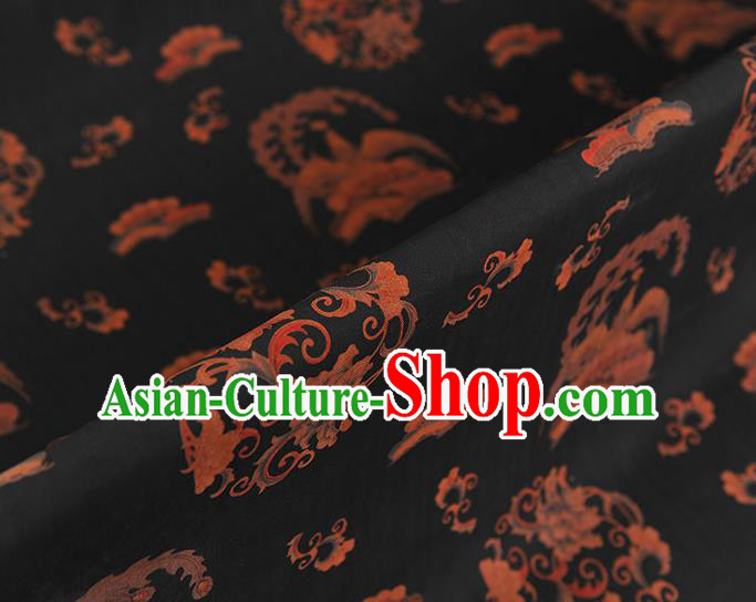 Chinese Black Gambiered Guangdong Gauze Traditional Cheongsam Silk Fabric Classical Phoenix Pattern Silk Drapery Chinese Black Gambiered Guangdong Gauze Traditional Cheongsam Silk Fabric Classical Phoenix Pattern Silk Drapery
