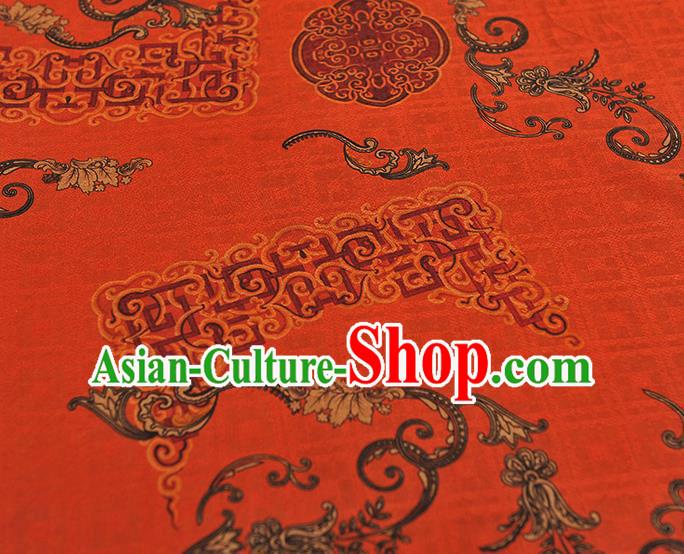 Chinese Red Gambiered Guangdong Gauze Traditional Cheongsam Silk Fabric Classical Auspicious Pattern Silk Drapery Chinese Red Gambiered Guangdong Gauze Traditional Cheongsam Silk Fabric Classical Auspicious Pattern Silk Drapery