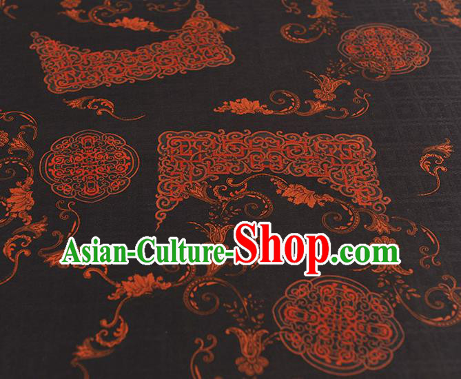 Chinese Traditional Silk Drapery Cheongsam Black Silk Fabric Classical Auspicious Pattern Gambiered Guangdong Gauze Chinese Traditional Silk Drapery Cheongsam Black Silk Fabric Classical Auspicious Pattern Gambiered Guangdong Gauze
