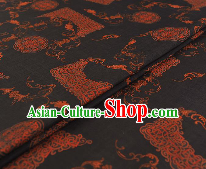 Chinese Traditional Silk Drapery Cheongsam Black Silk Fabric Classical Auspicious Pattern Gambiered Guangdong Gauze Chinese Traditional Silk Drapery Cheongsam Black Silk Fabric Classical Auspicious Pattern Gambiered Guangdong Gauze