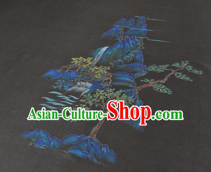 China Classical Landscape Pattern Silk Fabric Cheongsam Cloth Traditional Black Jacquard Satin China Classical Landscape Pattern Silk Fabric Cheongsam Cloth Traditional Black Jacquard Satin