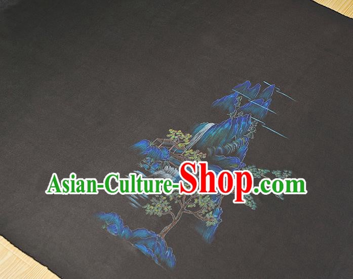 China Classical Landscape Pattern Silk Fabric Cheongsam Cloth Traditional Black Jacquard Satin China Classical Landscape Pattern Silk Fabric Cheongsam Cloth Traditional Black Jacquard Satin