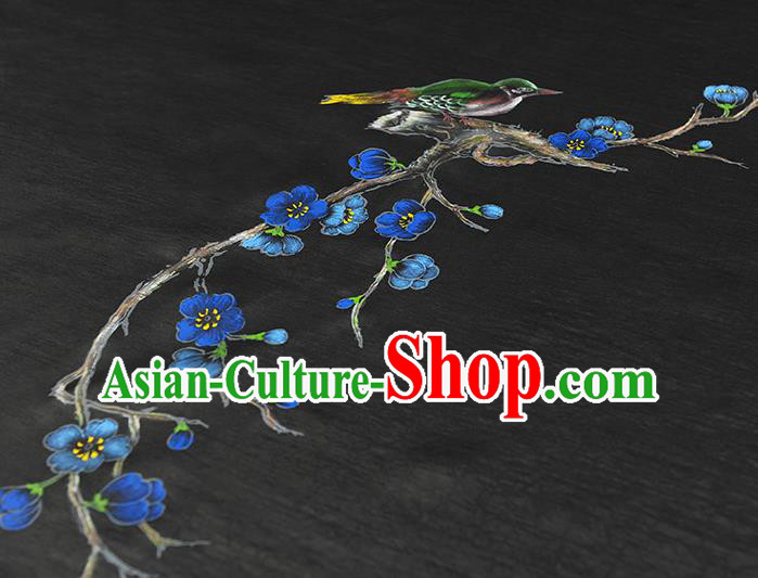 China Classical Printing Plum Bird Pattern Silk Fabric Traditional Black Jacquard Satin Cheongsam Cloth China Classical Printing Plum Bird Pattern Silk Fabric Traditional Black Jacquard Satin Cheongsam Cloth