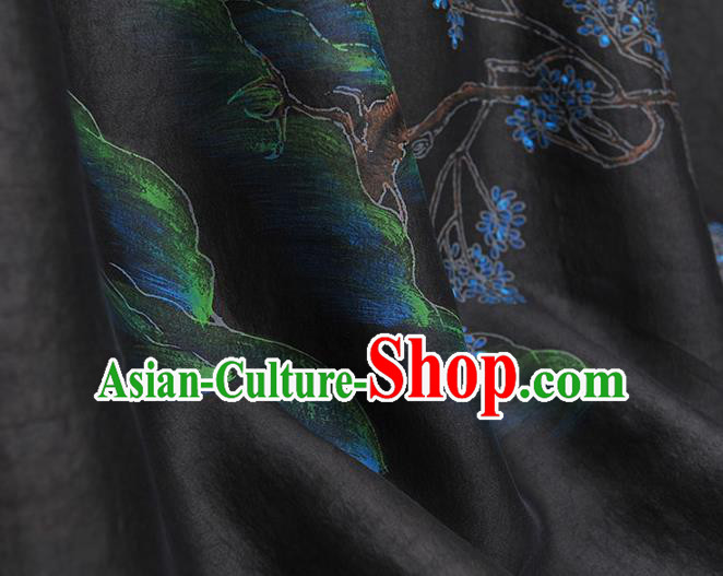 China Classical Printing Pavilion Pattern Silk Fabric Traditional Cheongsam Cloth Black Jacquard Satin China Classical Printing Pavilion Pattern Silk Fabric Traditional Cheongsam Cloth Black Jacquard Satin