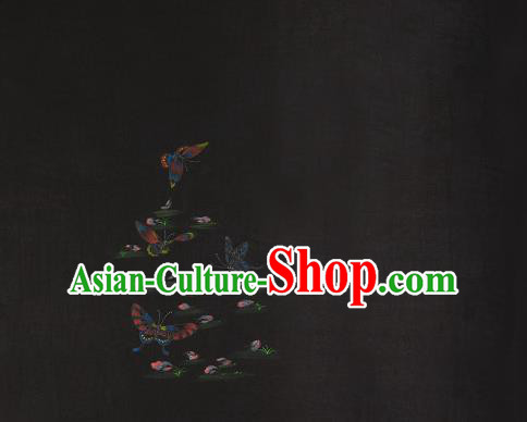 China Black Jacquard Satin Traditional Cheongsam Cloth Classical Printing Butterfly Pattern Silk Fabric China Black Jacquard Satin Traditional Cheongsam Cloth Classical Printing Butterfly Pattern Silk Fabric