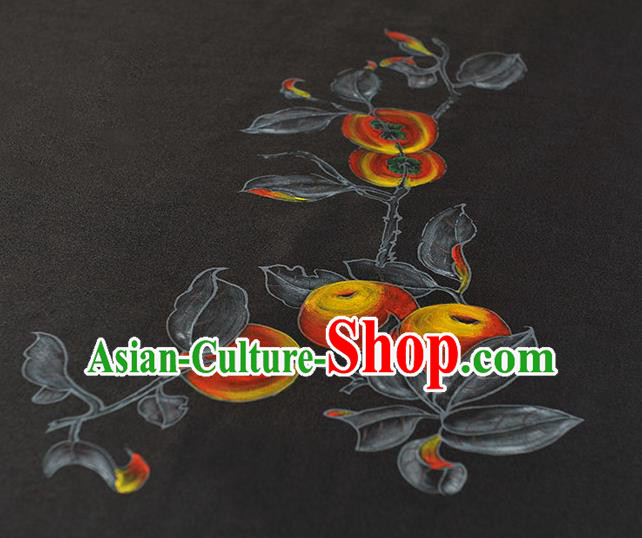 China Jacquard Satin Traditional Cheongsam Cloth Classical Printing Persimmon Pattern Black Silk Fabric China Jacquard Satin Traditional Cheongsam Cloth Classical Printing Persimmon Pattern Black Silk Fabric