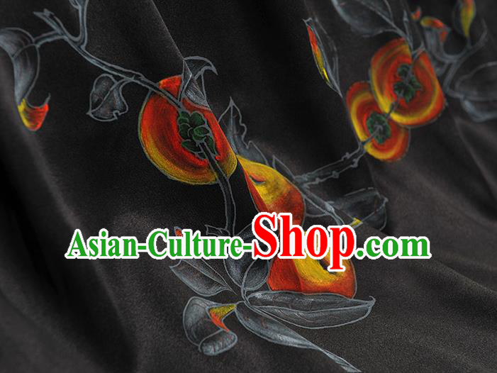 China Jacquard Satin Traditional Cheongsam Cloth Classical Printing Persimmon Pattern Black Silk Fabric China Jacquard Satin Traditional Cheongsam Cloth Classical Printing Persimmon Pattern Black Silk Fabric