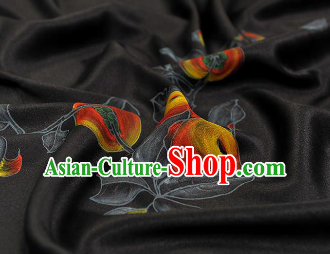China Jacquard Satin Traditional Cheongsam Cloth Classical Printing Persimmon Pattern Black Silk Fabric China Jacquard Satin Traditional Cheongsam Cloth Classical Printing Persimmon Pattern Black Silk Fabric