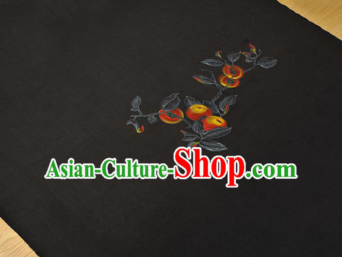 China Jacquard Satin Traditional Cheongsam Cloth Classical Printing Persimmon Pattern Black Silk Fabric China Jacquard Satin Traditional Cheongsam Cloth Classical Printing Persimmon Pattern Black Silk Fabric
