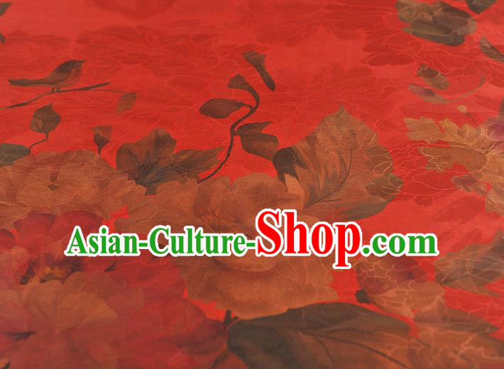 Chinese Classical Flowers Pattern Silk Fabric Cheongsam Cloth Traditional Red Gambiered Guangdong Gauze Chinese Classical Flowers Pattern Silk Fabric Cheongsam Cloth Traditional Red Gambiered Guangdong Gauze