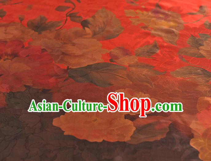 Chinese Classical Flowers Pattern Silk Fabric Cheongsam Cloth Traditional Red Gambiered Guangdong Gauze Chinese Classical Flowers Pattern Silk Fabric Cheongsam Cloth Traditional Red Gambiered Guangdong Gauze