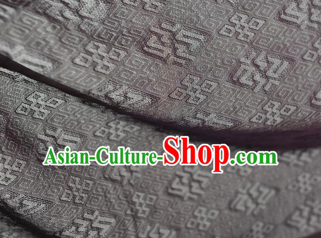 Chinese Purple Gambiered Guangdong Gauze Traditional Cheongsam Cloth Classical Rhombus Pattern Silk Fabric