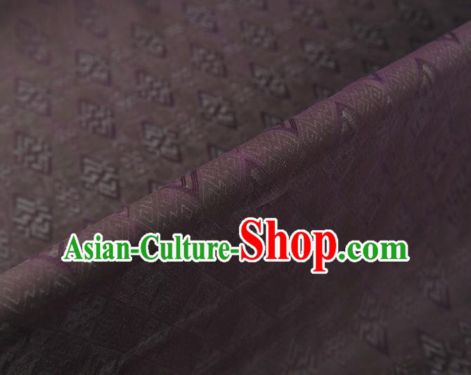 Chinese Purple Gambiered Guangdong Gauze Traditional Cheongsam Cloth Classical Rhombus Pattern Silk Fabric