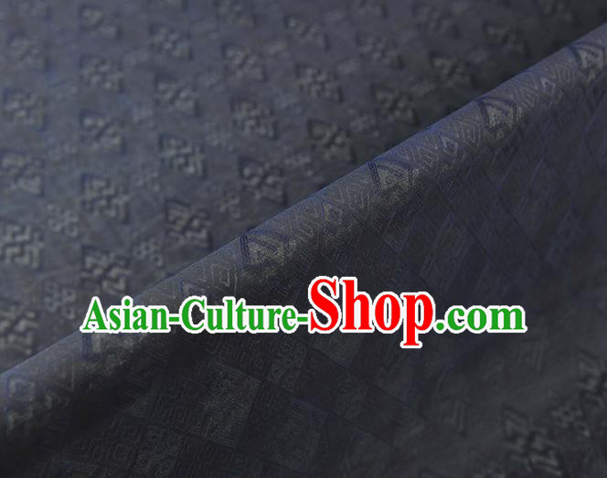 Chinese Traditional Cheongsam Cloth Classical Rhombus Pattern Silk Fabric Navy Gambiered Guangdong Gauze Chinese Traditional Cheongsam Cloth Classical Rhombus Pattern Silk Fabric Navy Gambiered Guangdong Gauze
