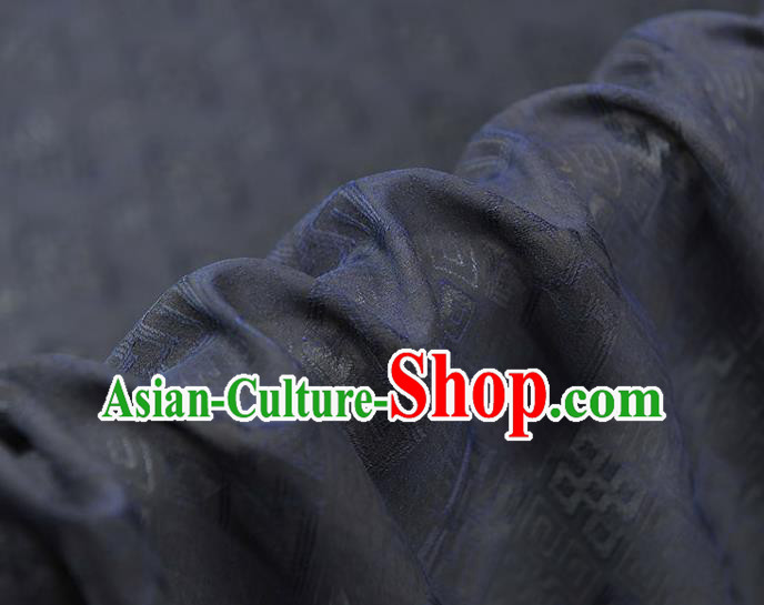 Chinese Traditional Cheongsam Cloth Classical Rhombus Pattern Silk Fabric Navy Gambiered Guangdong Gauze Chinese Traditional Cheongsam Cloth Classical Rhombus Pattern Silk Fabric Navy Gambiered Guangdong Gauze