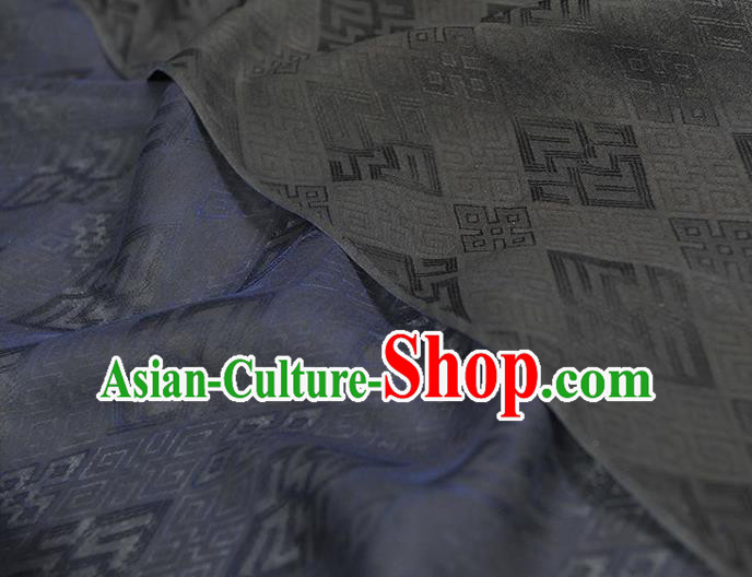 Chinese Traditional Cheongsam Cloth Classical Rhombus Pattern Silk Fabric Navy Gambiered Guangdong Gauze Chinese Traditional Cheongsam Cloth Classical Rhombus Pattern Silk Fabric Navy Gambiered Guangdong Gauze