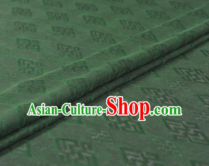 Chinese Traditional Green Silk Fabric Cheongsam Classical Rhombus Pattern Gambiered Guangdong Gauze Cloth Chinese Traditional Green Silk Fabric Cheongsam Classical Rhombus Pattern Gambiered Guangdong Gauze Cloth