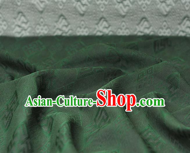 Chinese Traditional Green Silk Fabric Cheongsam Classical Rhombus Pattern Gambiered Guangdong Gauze Cloth Chinese Traditional Green Silk Fabric Cheongsam Classical Rhombus Pattern Gambiered Guangdong Gauze Cloth