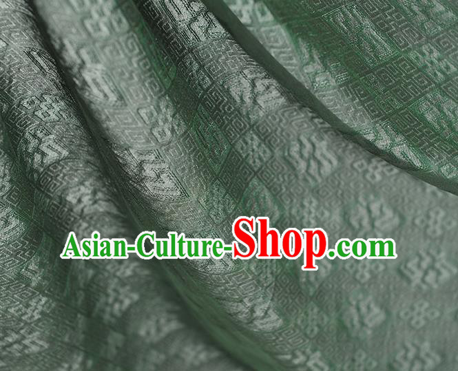 Chinese Traditional Green Silk Fabric Cheongsam Classical Rhombus Pattern Gambiered Guangdong Gauze Cloth Chinese Traditional Green Silk Fabric Cheongsam Classical Rhombus Pattern Gambiered Guangdong Gauze Cloth