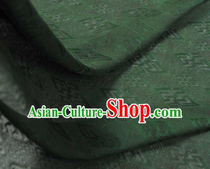 Chinese Traditional Green Silk Fabric Cheongsam Classical Rhombus Pattern Gambiered Guangdong Gauze Cloth Chinese Traditional Green Silk Fabric Cheongsam Classical Rhombus Pattern Gambiered Guangdong Gauze Cloth