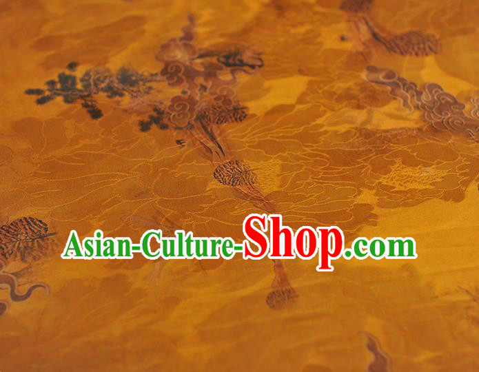 Chinese Classical Cloud Pattern Silk Gambiered Guangdong Gauze Fabric Traditional Cheongsam Yellow Satin Cloth Chinese Classical Cloud Pattern Silk Gambiered Guangdong Gauze Fabric Traditional Cheongsam Yellow Satin Cloth